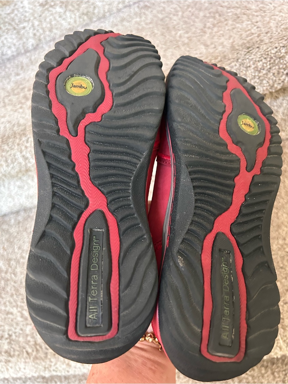 Jambu Sunkist Mary Jane Flats Sandals. Die cut leather. Red. Comfort. Travel. - Picture 4 of 7